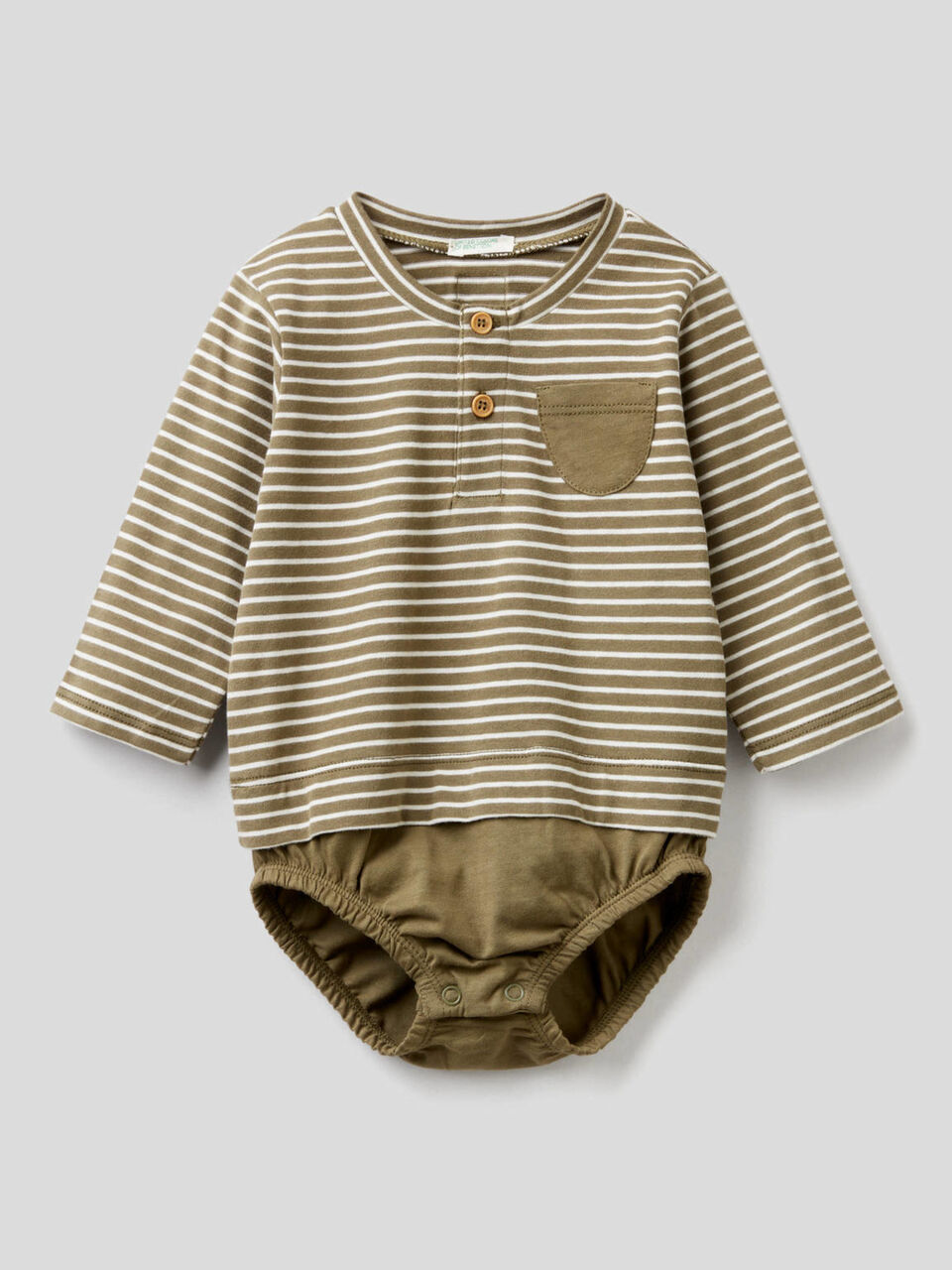T-shirt-look bodysuit in organic cotton image number 1