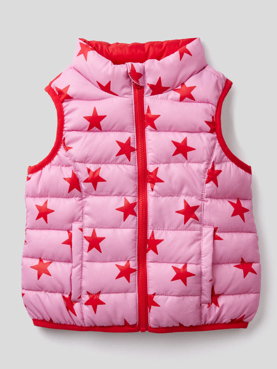 Sleeveless patterned print jacket image number 1