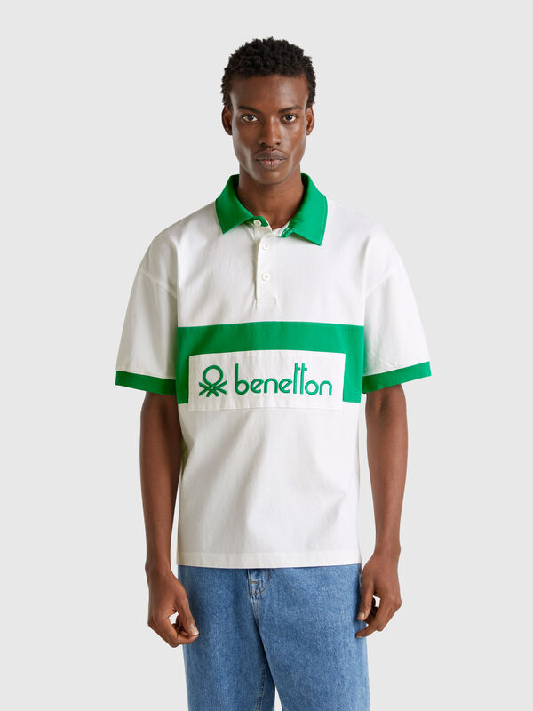 Green and white rugby polo Men