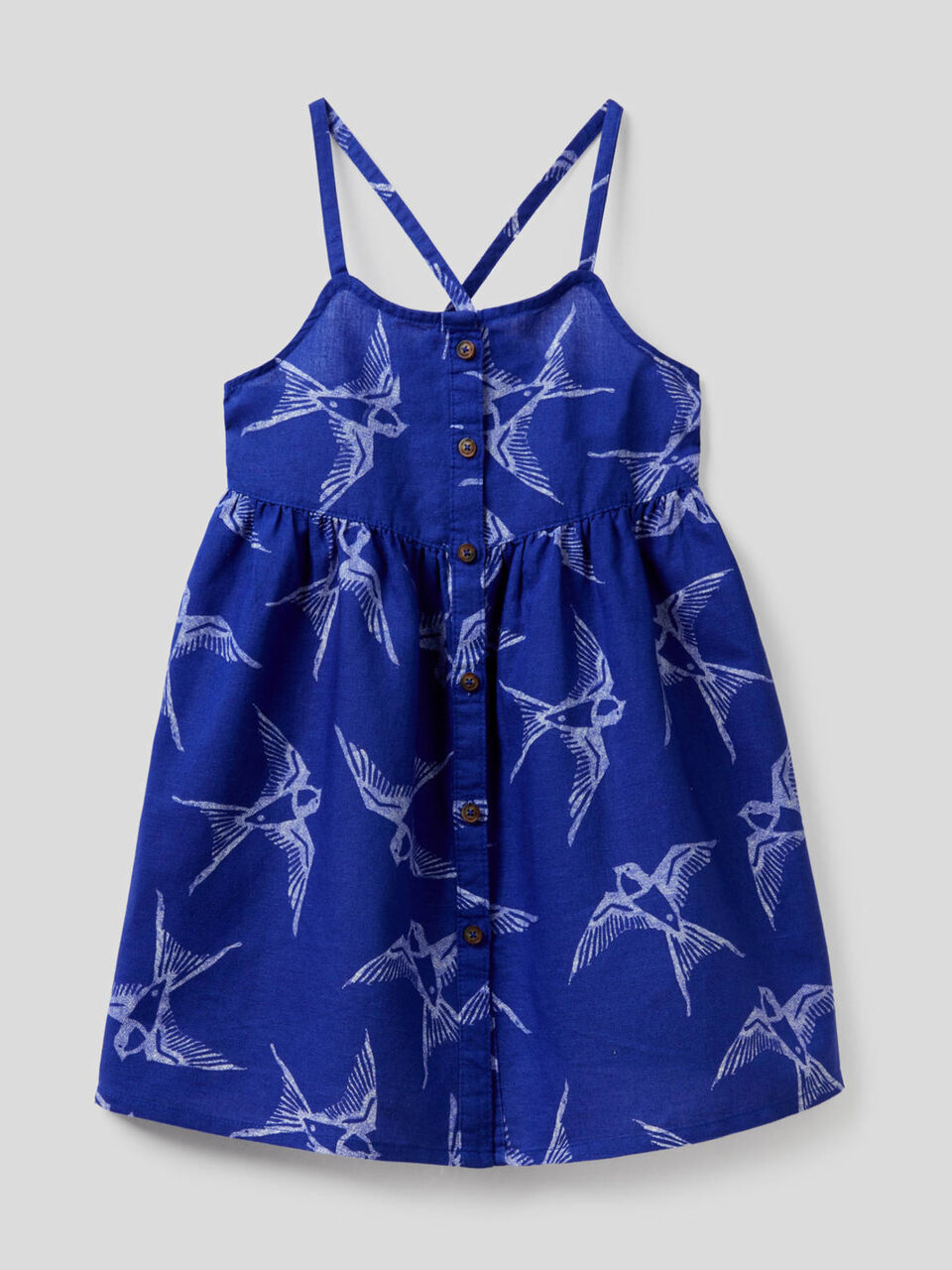 Printed dress in cotton linen blend image number 1