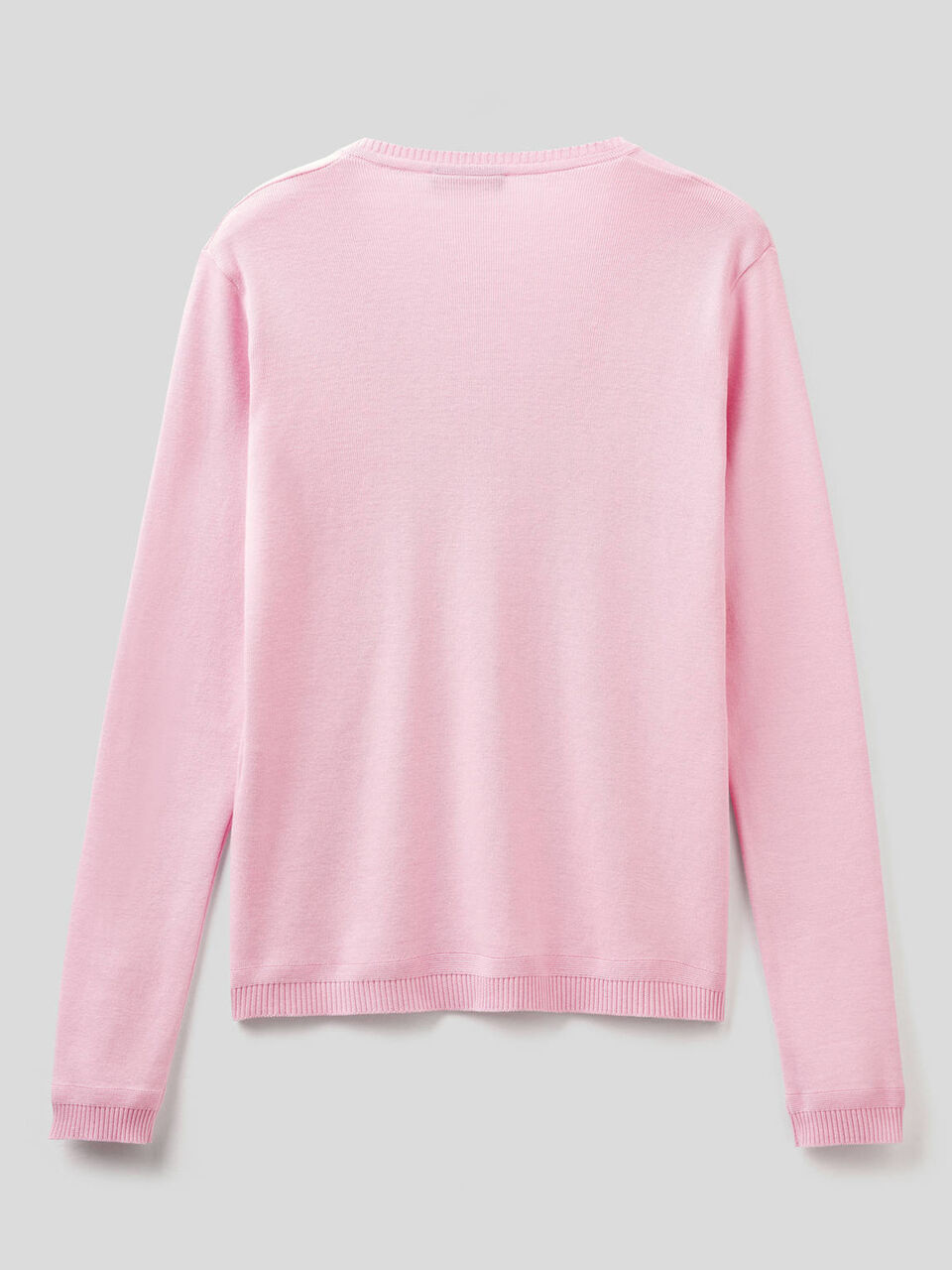 Pure cotton sweater with V-neck image number 2