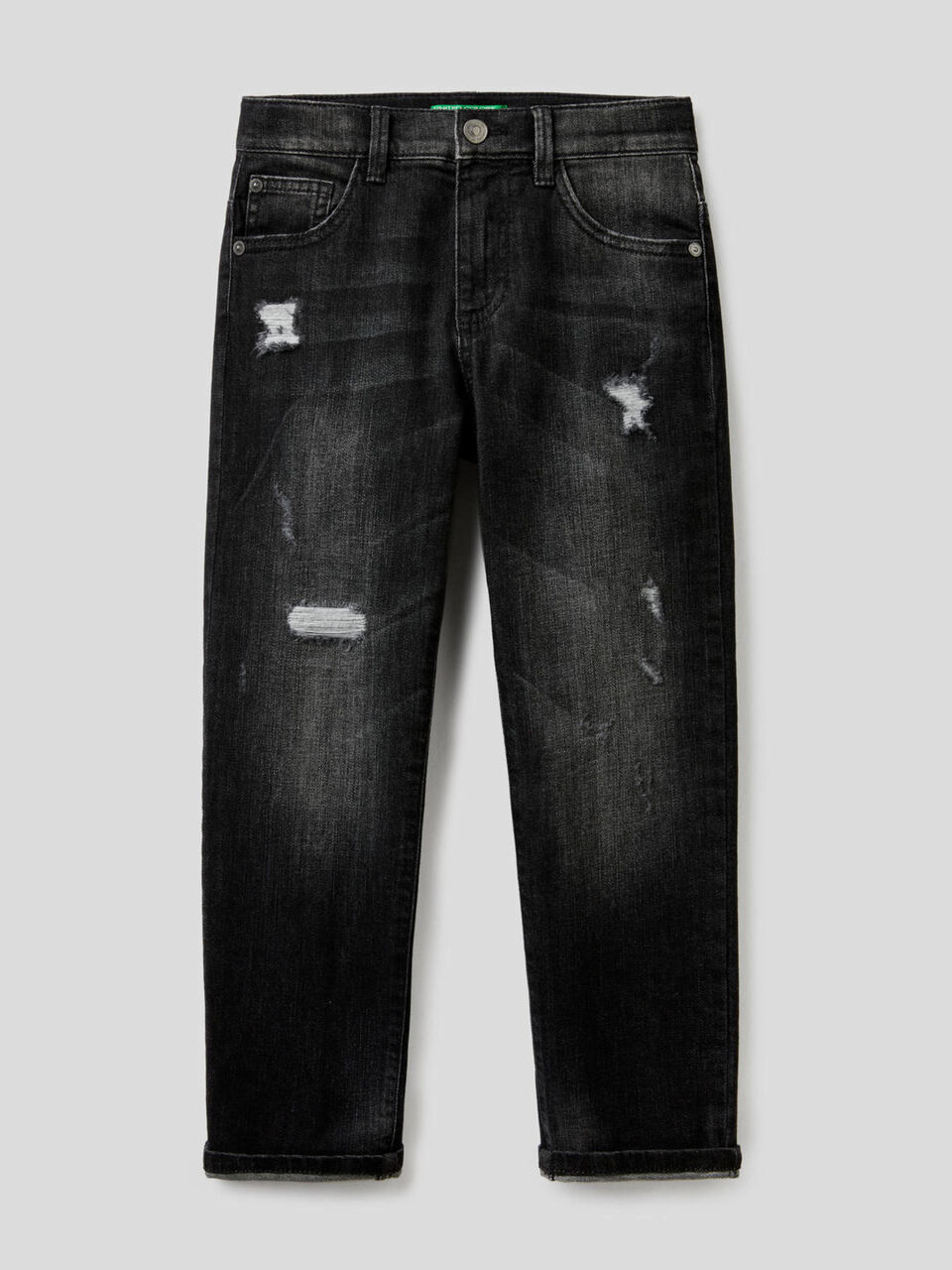 Jeans in stretch cotton with tears image number 1
