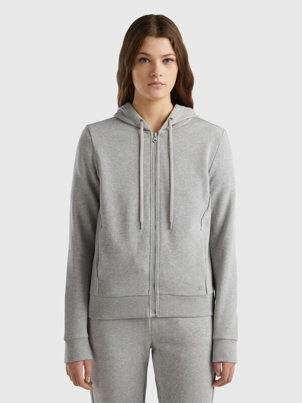 100% cotton sweatshirt with zip and hood Women
