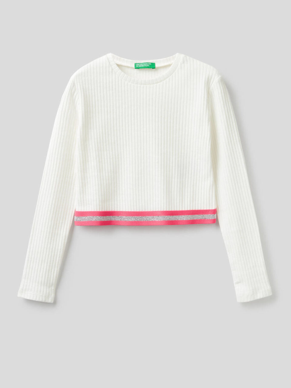 Cropped t-shirt in stretch cotton image number 1