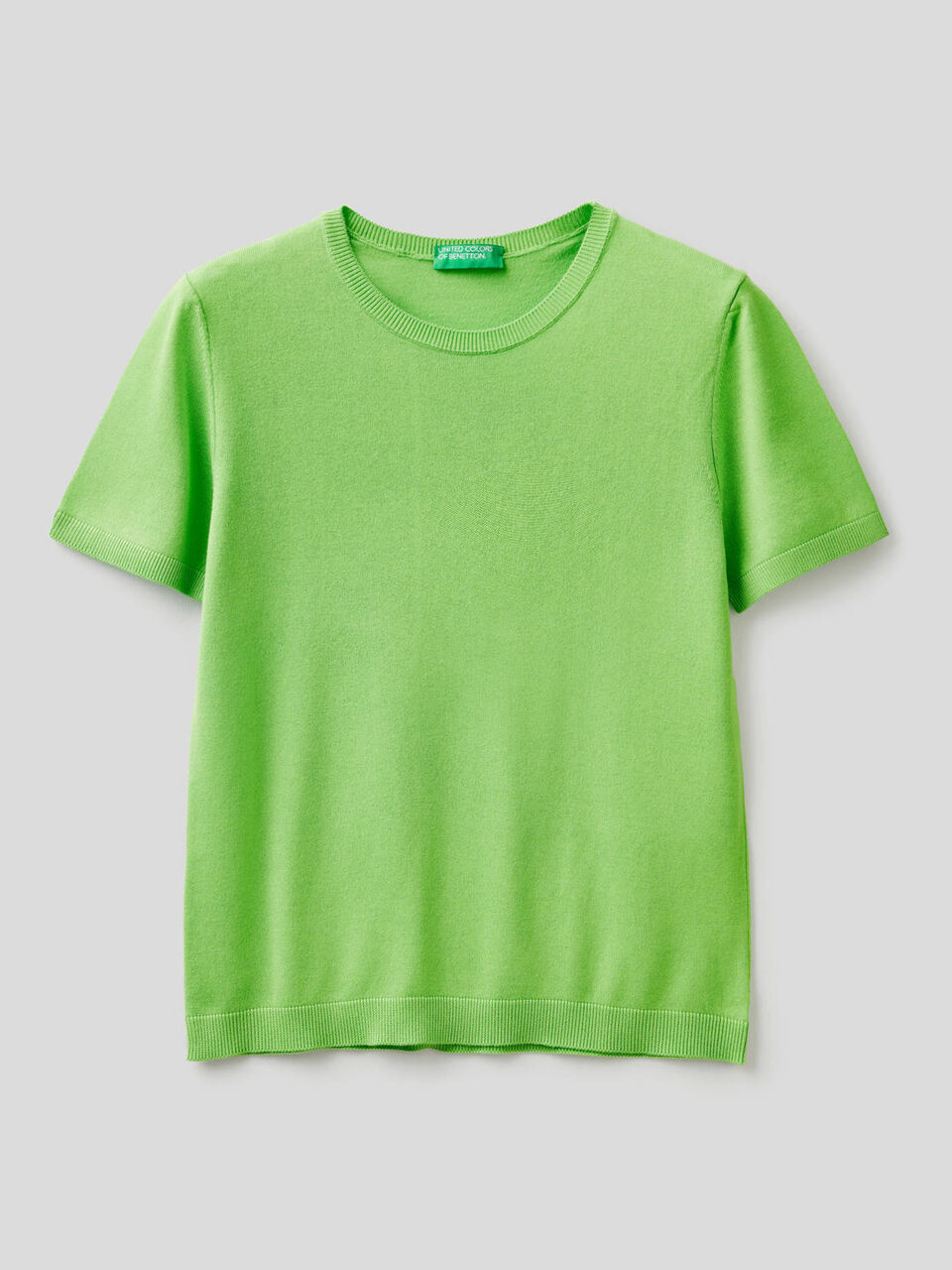 Short sleeve sweater in cotton blend image number 1