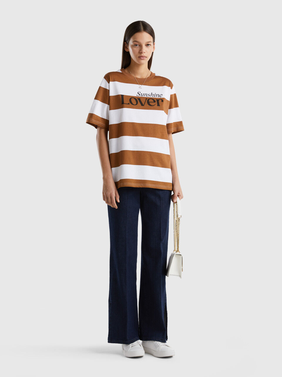 Striped t-shirt with slogan