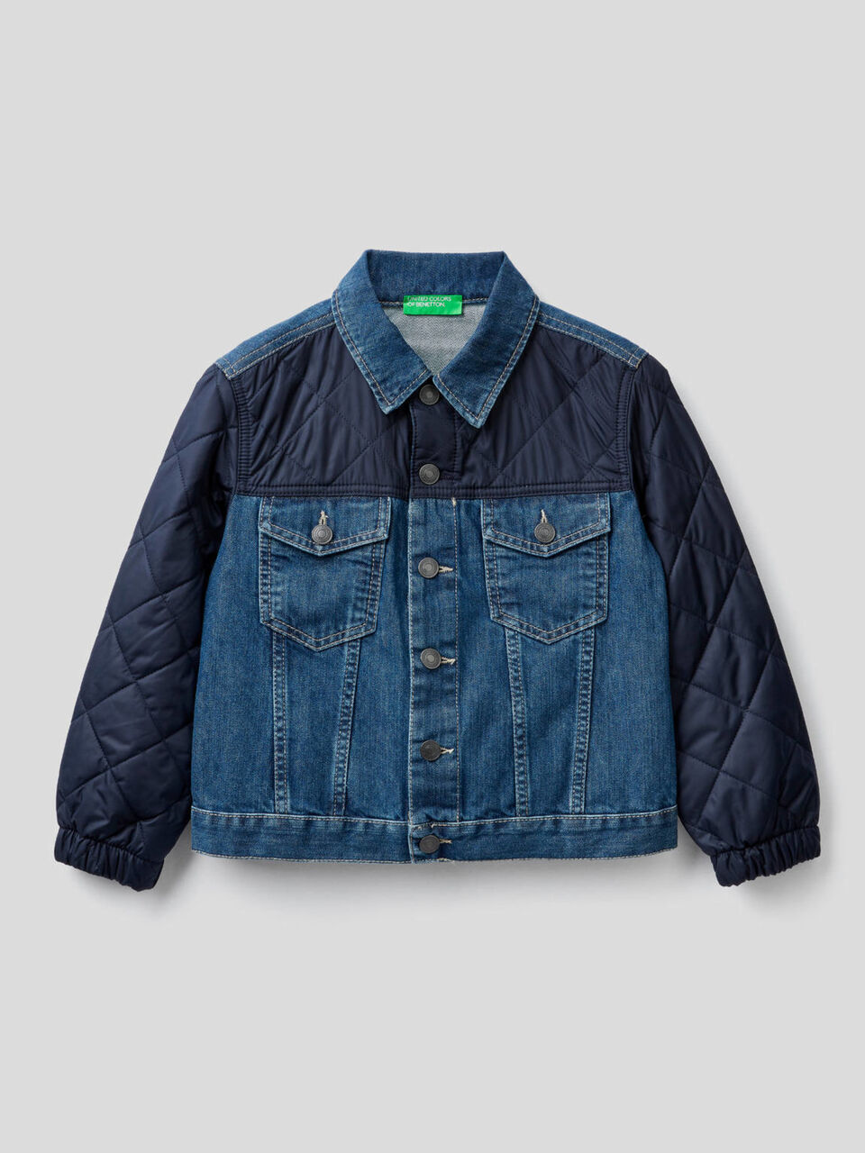 Denim jacket with quilted details image number 1