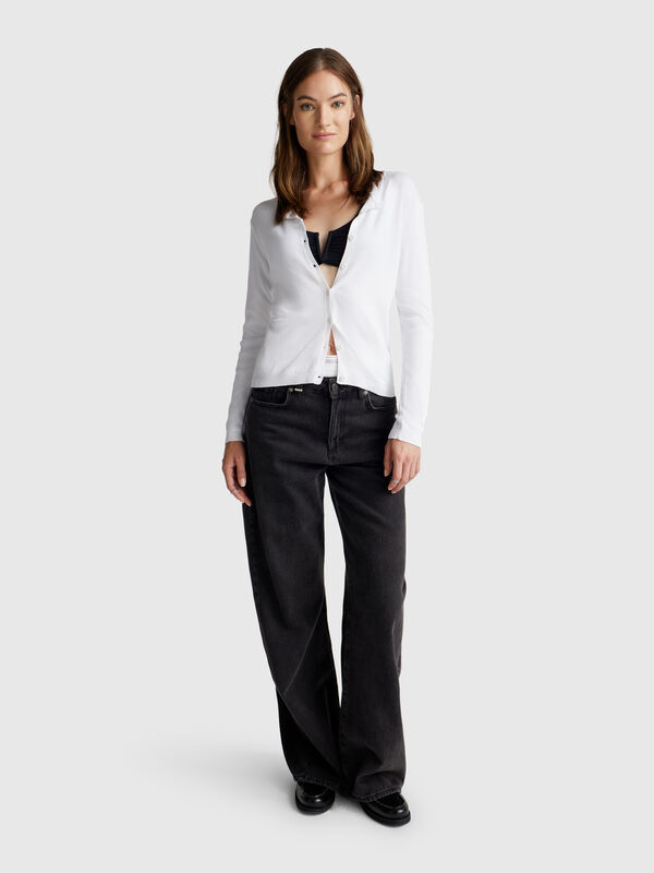 White 100% cotton cardigan Women