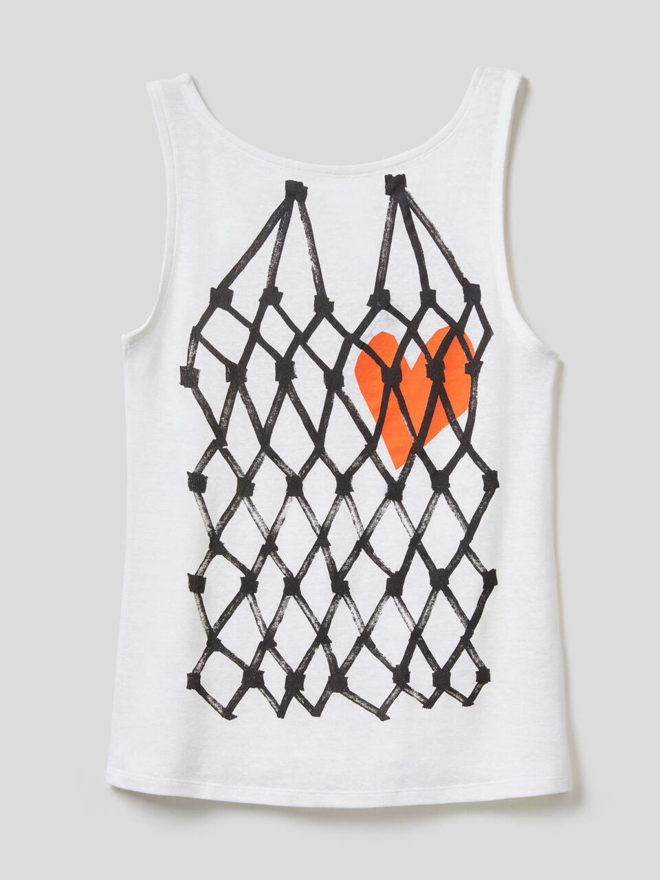 Printed tank top in cotton linen blend image number 1