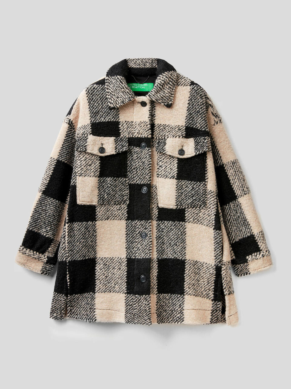 Check overshirt in wool blend image number 1