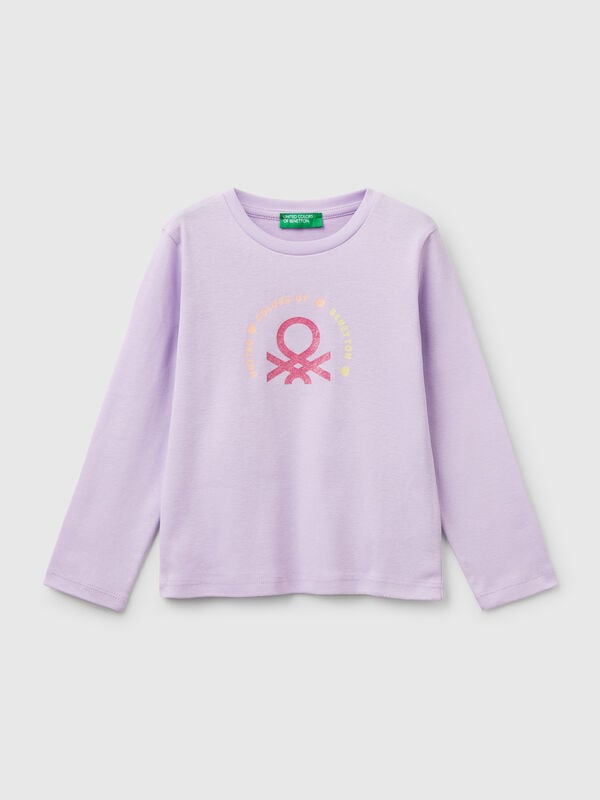 Slim fit t-shirt with glittery print Junior Girl