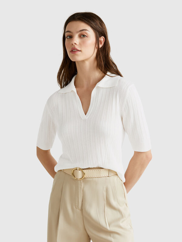 Short sleeve knit polo Women
