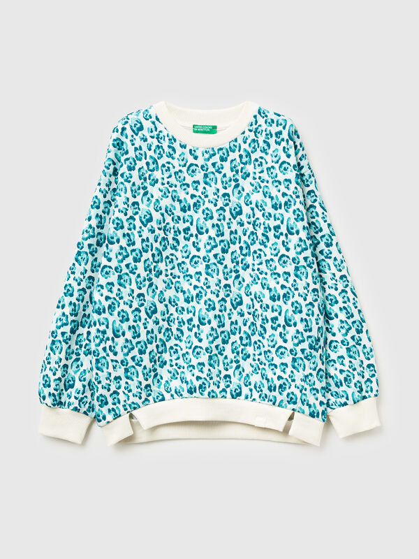 Light blue sweatshirt with animal print Junior Girl