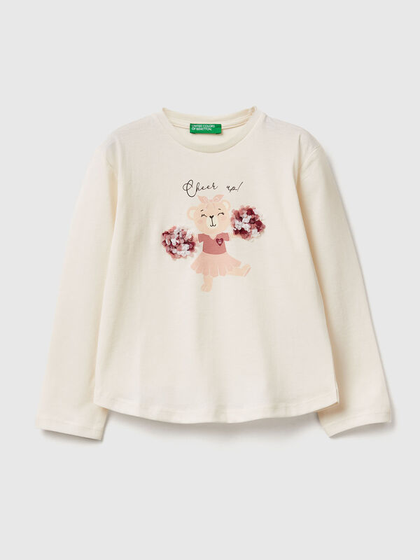 T-shirt with petal effect applique Junior Girl