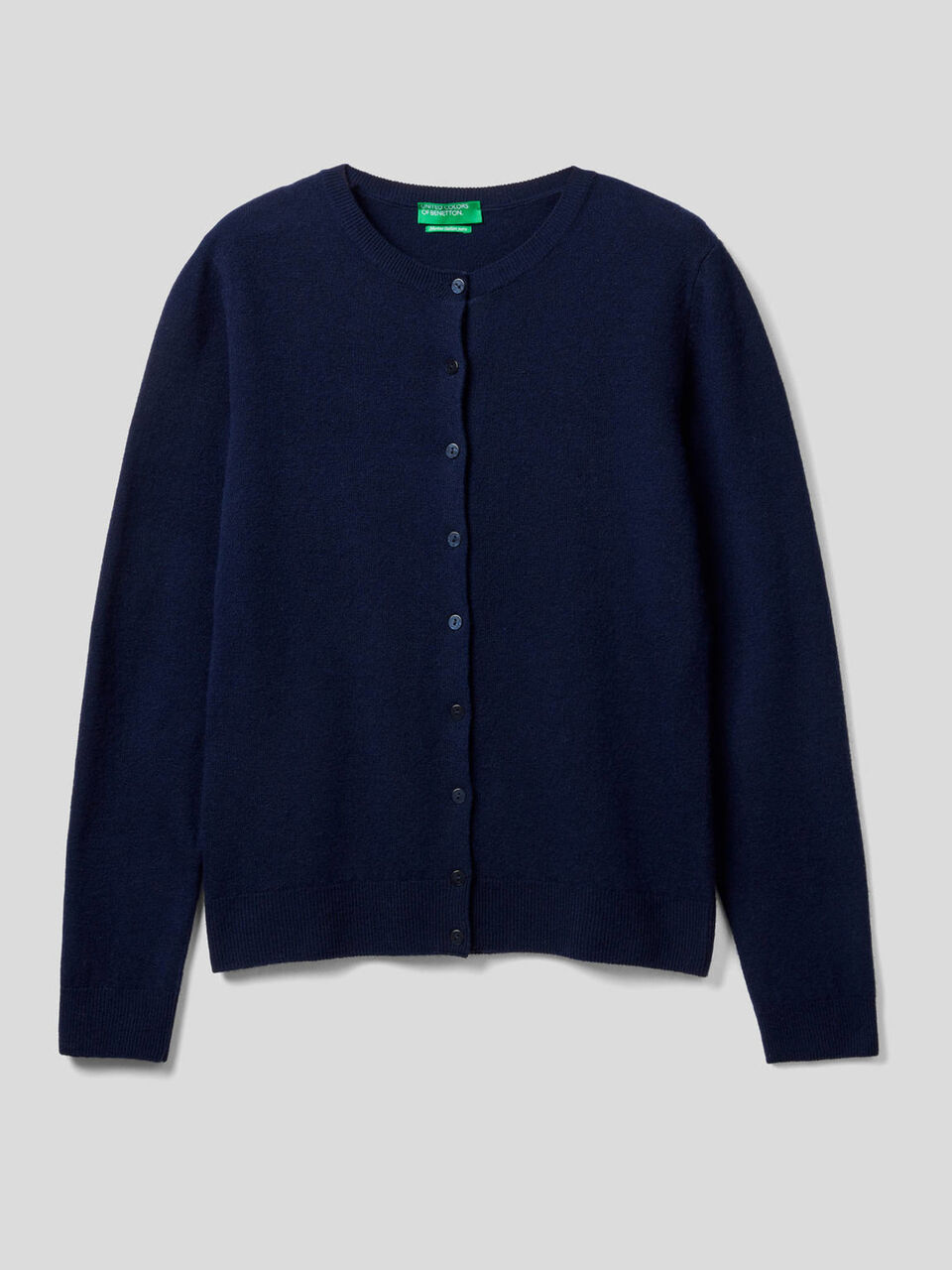 Crew neck cardigan in pure virgin wool image number 1