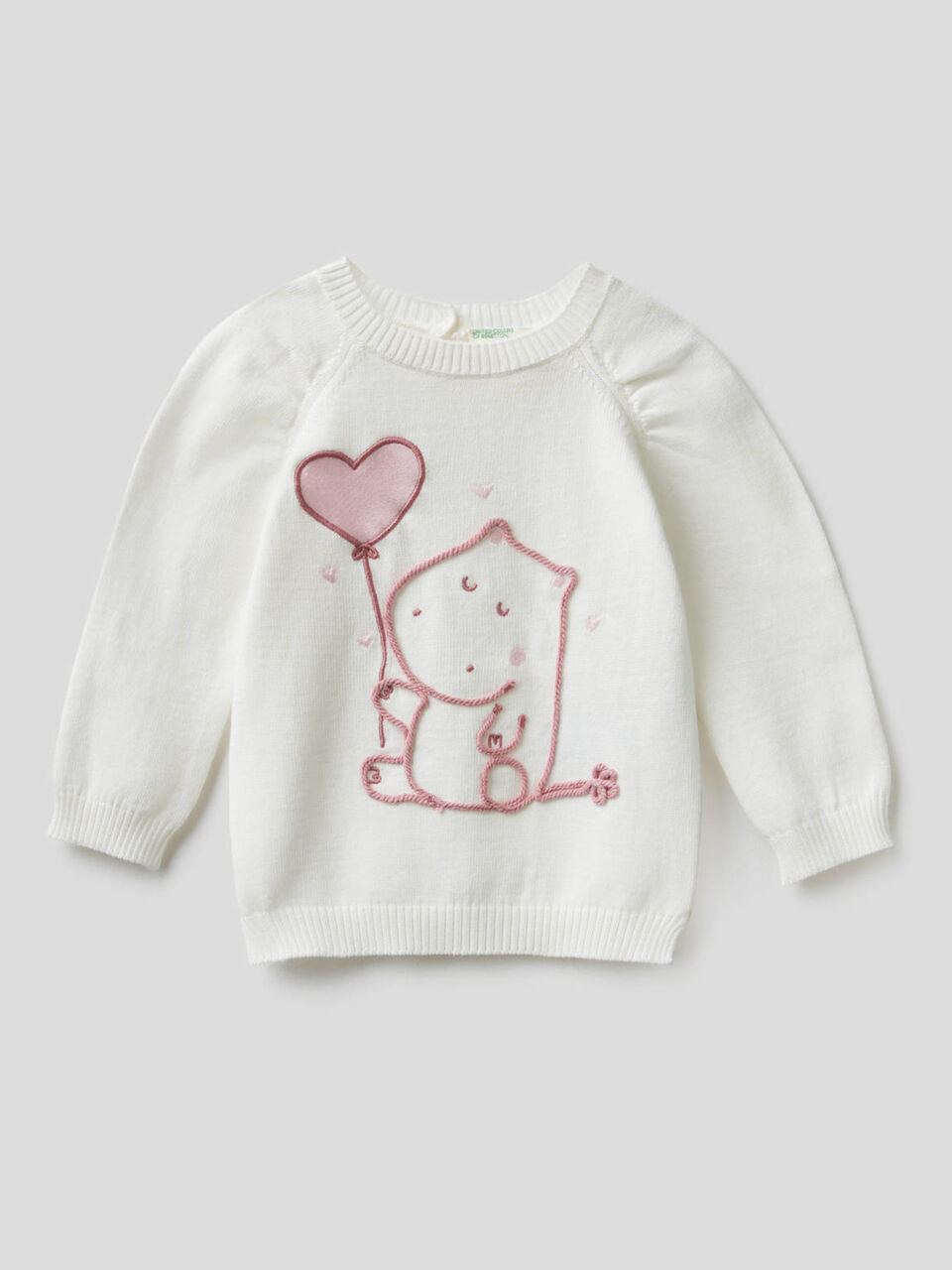 Sweater in pure cotton with embroidery image number 1
