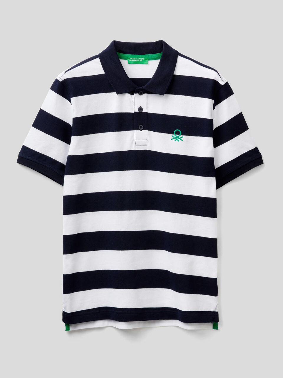 Striped polo in stretch cotton image number 1