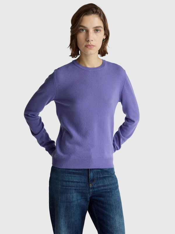 Periwinkle crew neck sweater in Merino wool Women