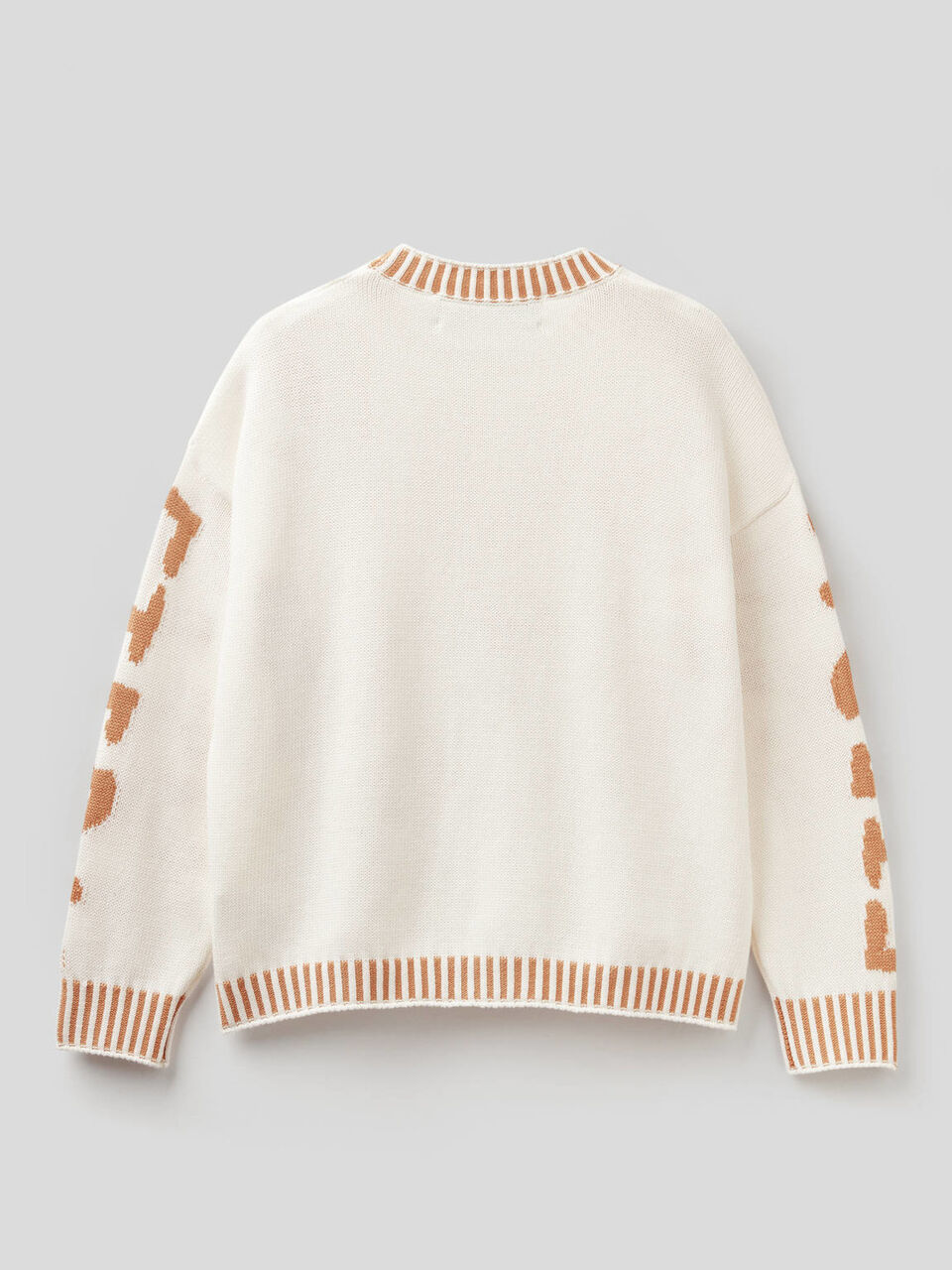 Cotton sweater with inlay motif image number 2