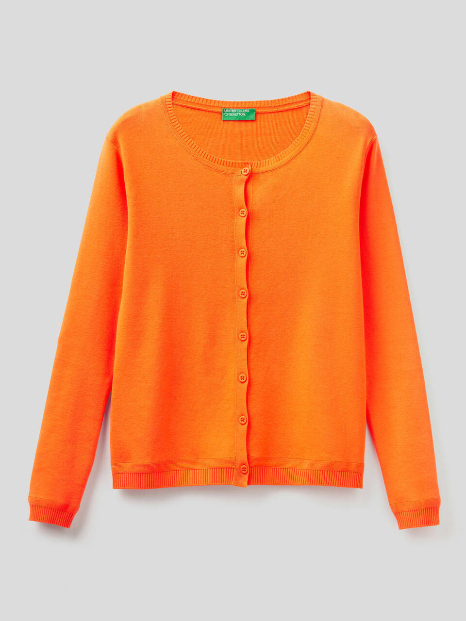 Pure cotton crew neck cardigan image number 1