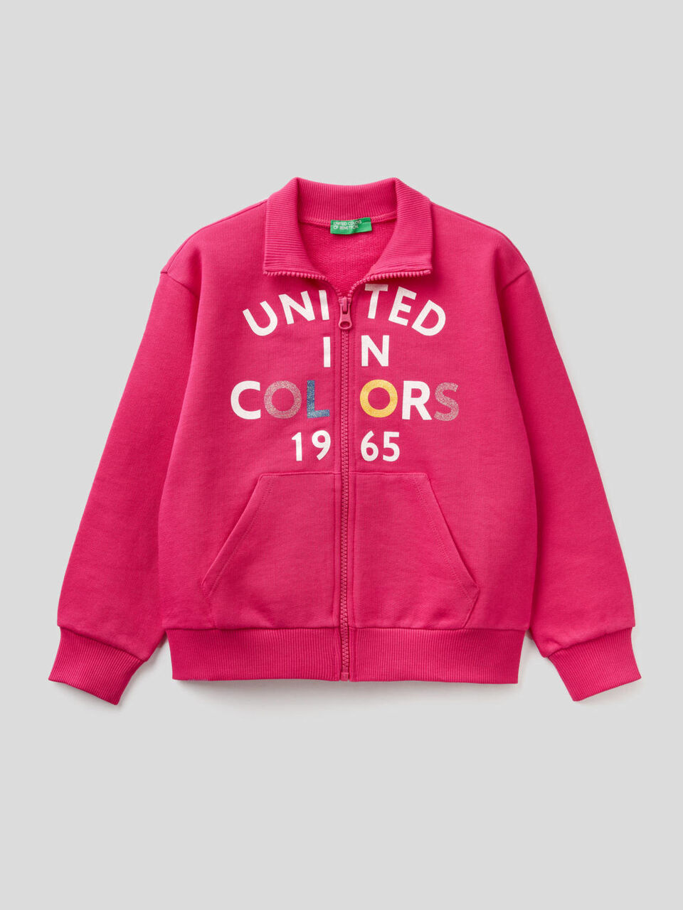 Pure cotton sweatshirt with zipper image number 1