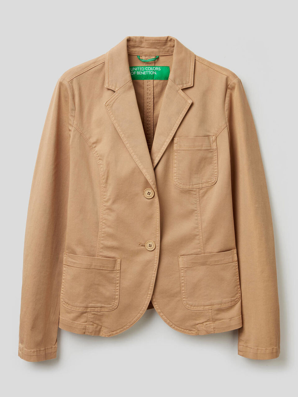 Stretch cotton flared blazer image number 1