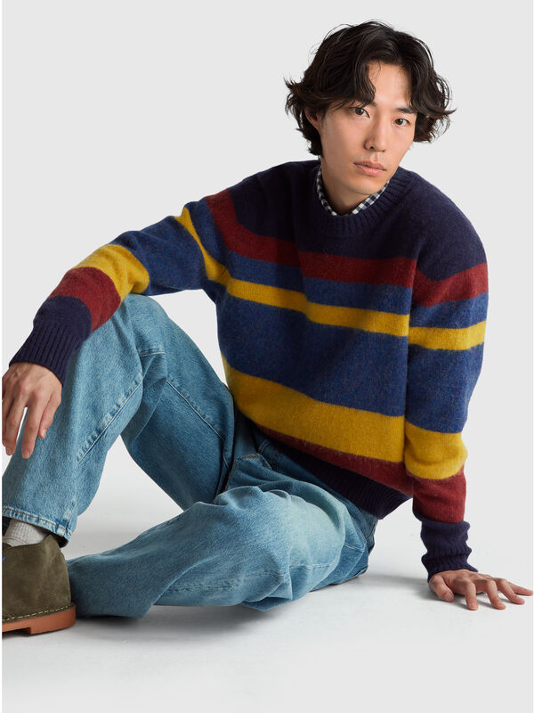 Striped sweater in Shetland wool Men