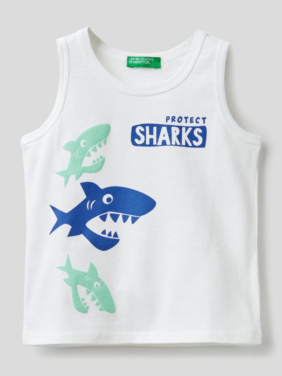 Tank top in pure cotton with print image number 1