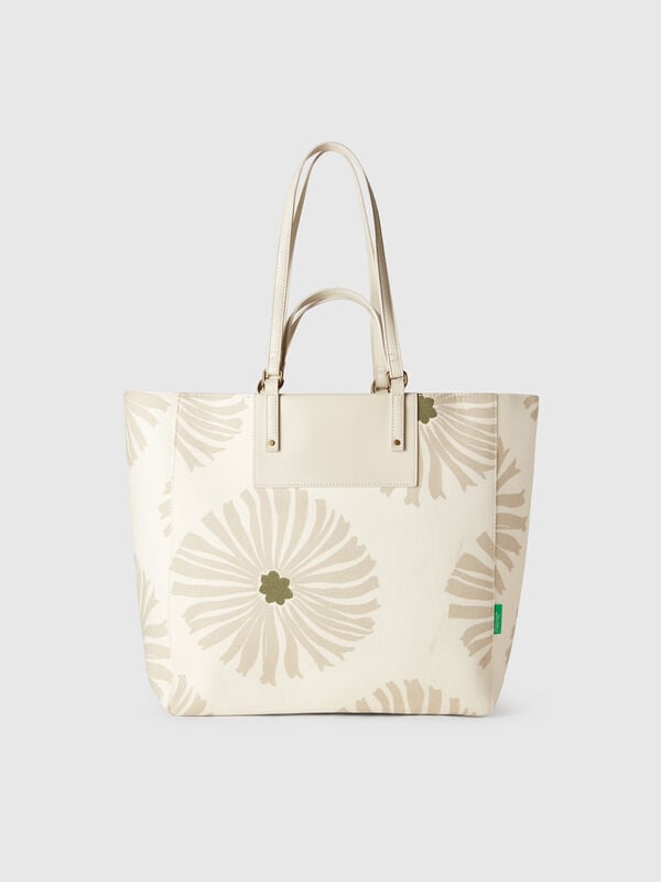 White tote bag with flower print Women