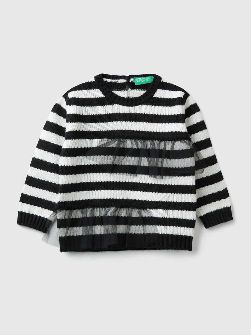 Striped sweater with tulle image number 1