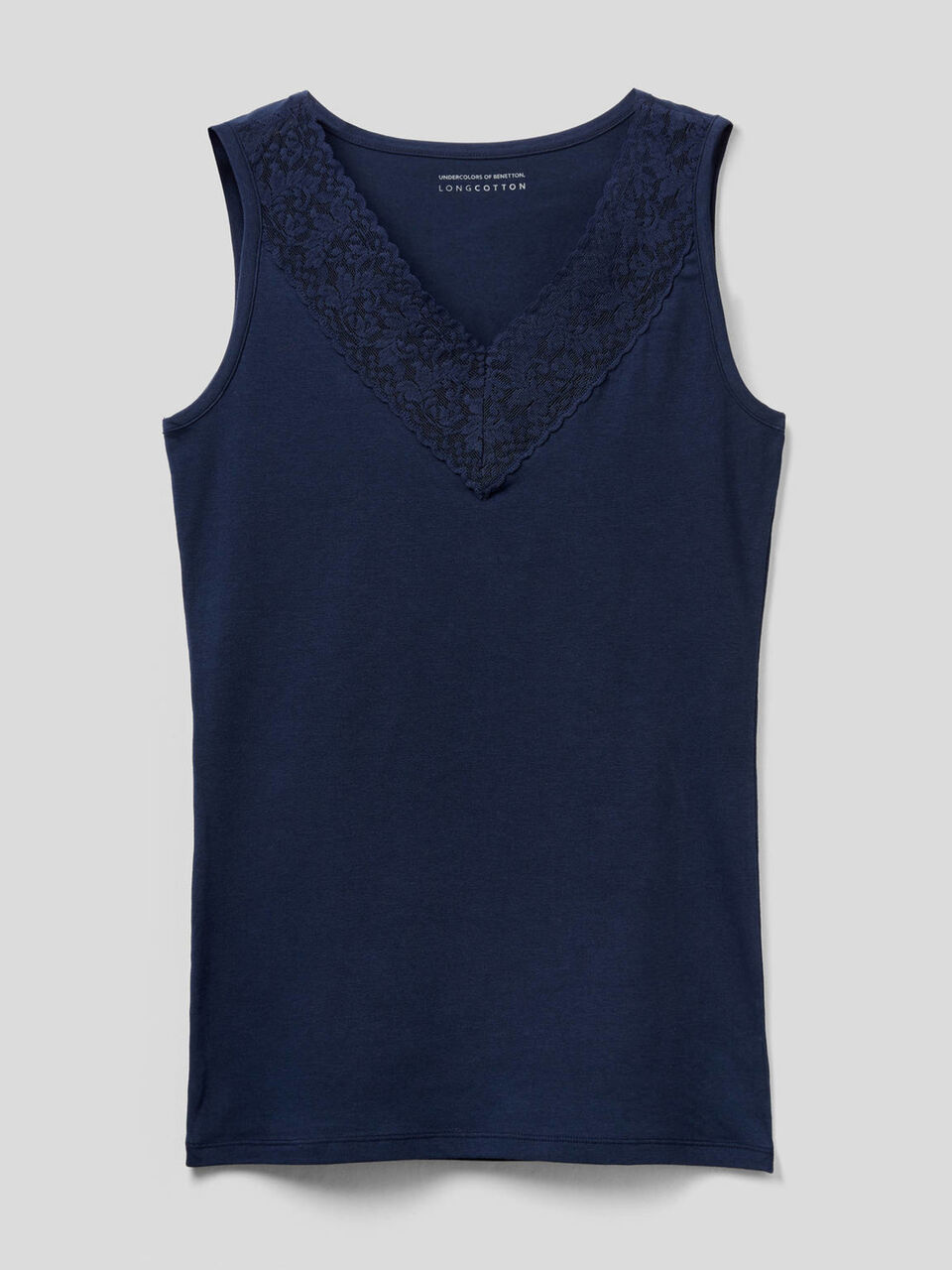 Tank top with V-neck in lace image number 1