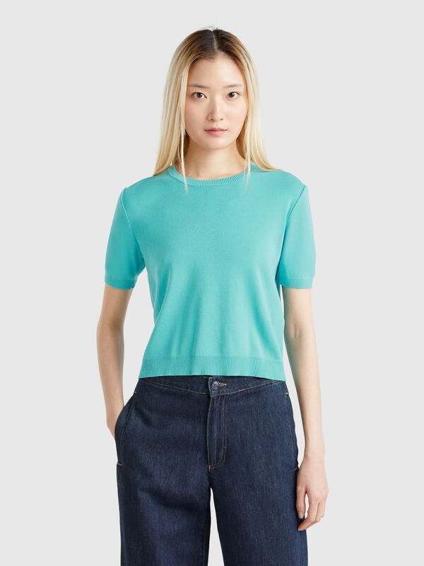 Short sleeve 100% cotton sweater Women