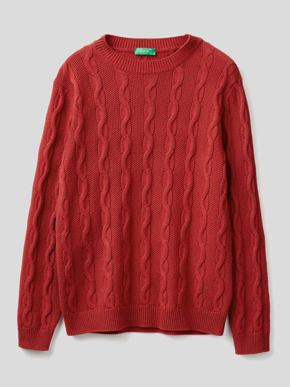 Crew neck cable knit sweater Men image number 1