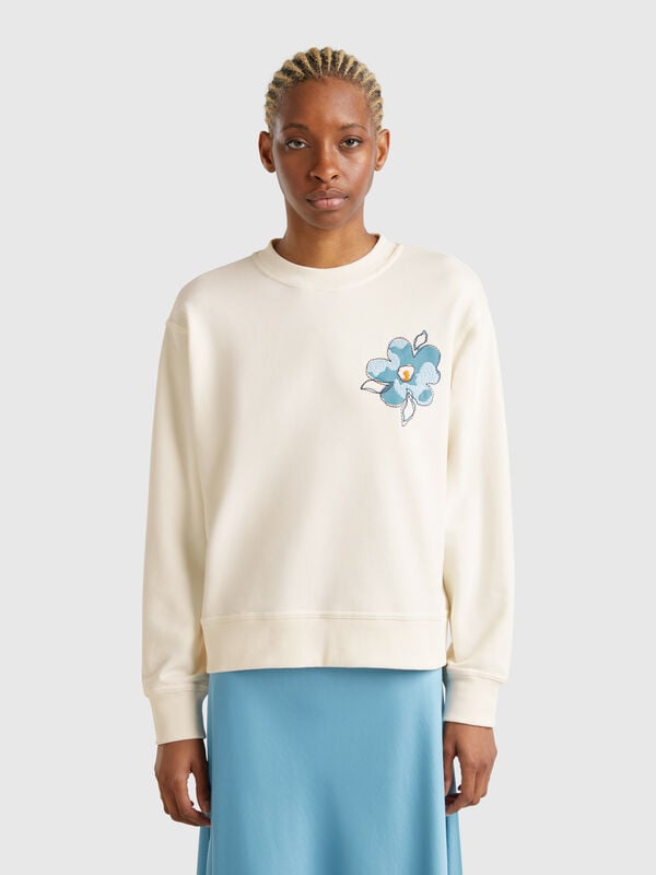 Sweatshirt with floral embroidery Women