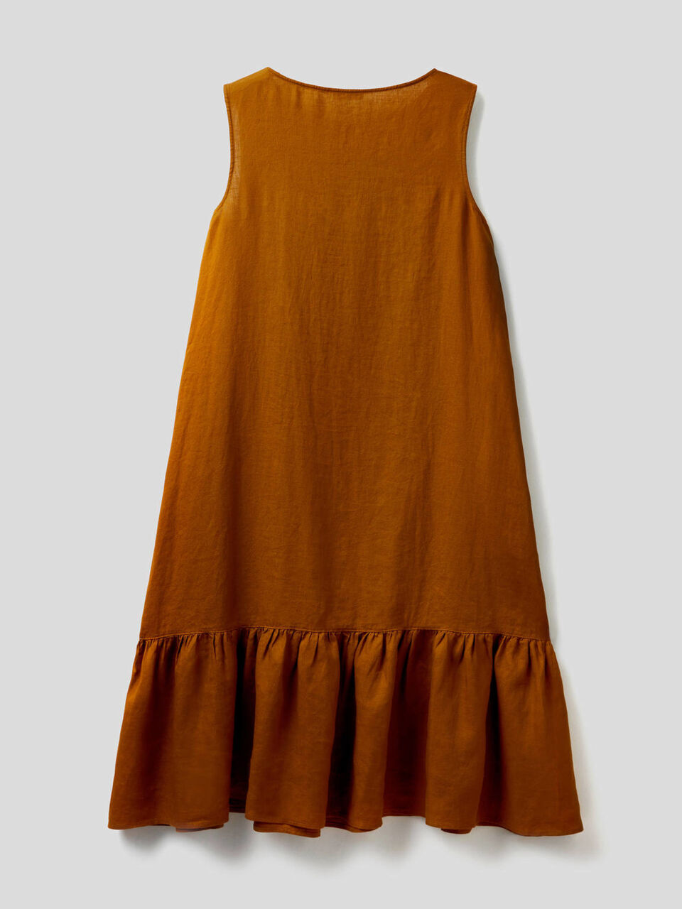 Midi dress in pure linen with frill image number 2