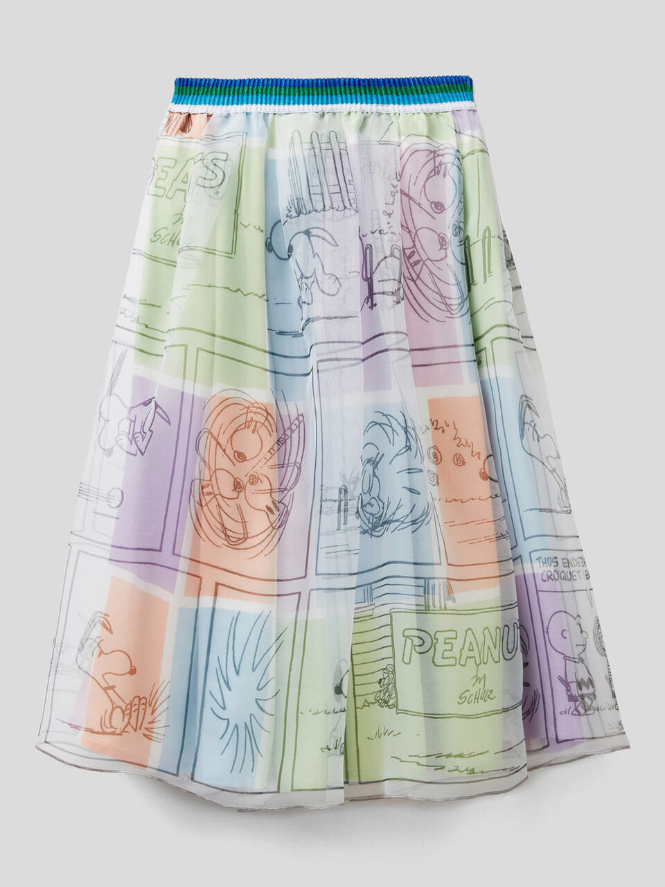 Wide skirt with chiffon layer image number 1