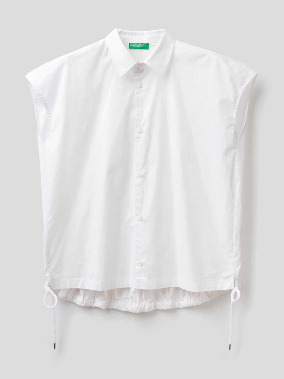Blouse in stretch cotton with drawstring image number 1