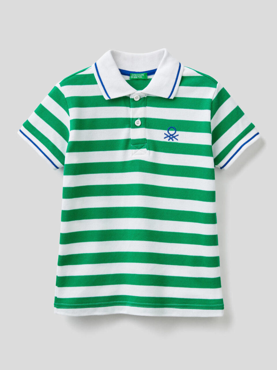 Striped polo in 100% cotton image number 1
