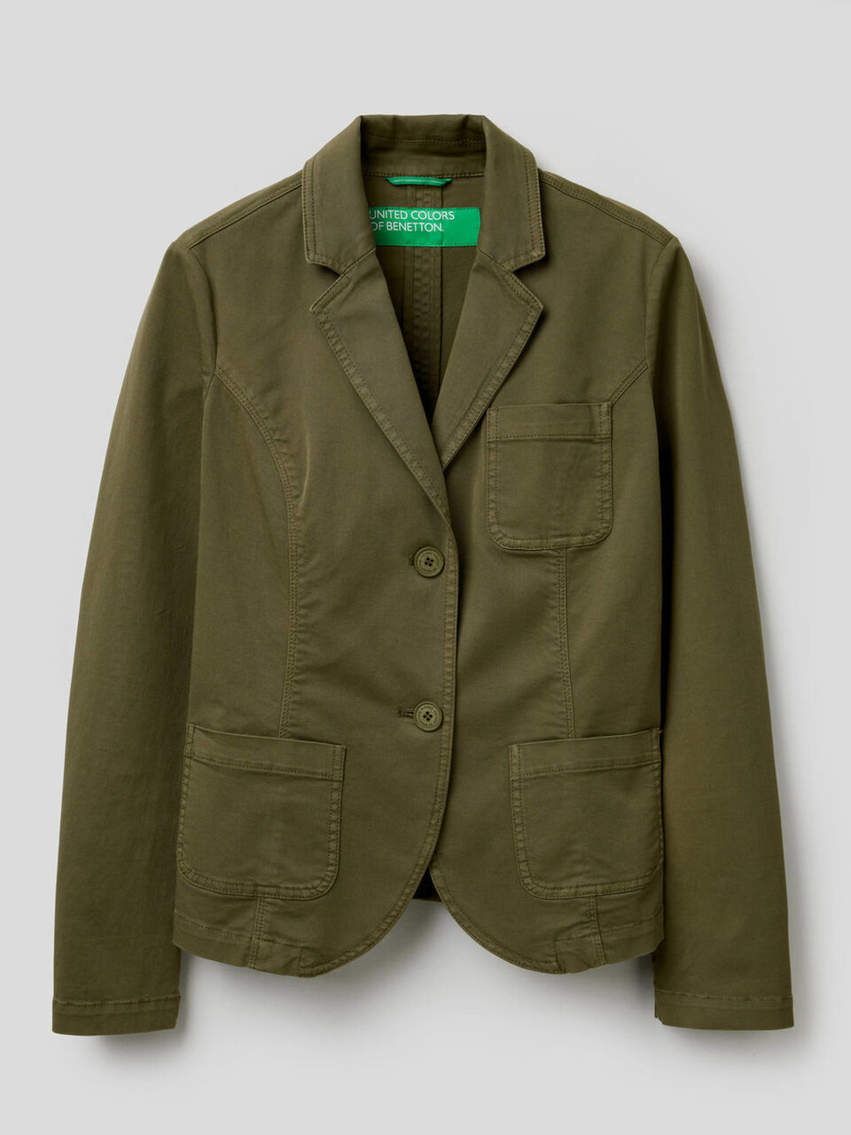 Stretch cotton flared blazer image number 1