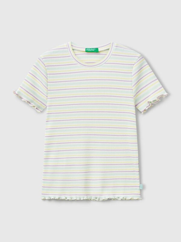 Striped stretch cotton t-shirt Junior Girl