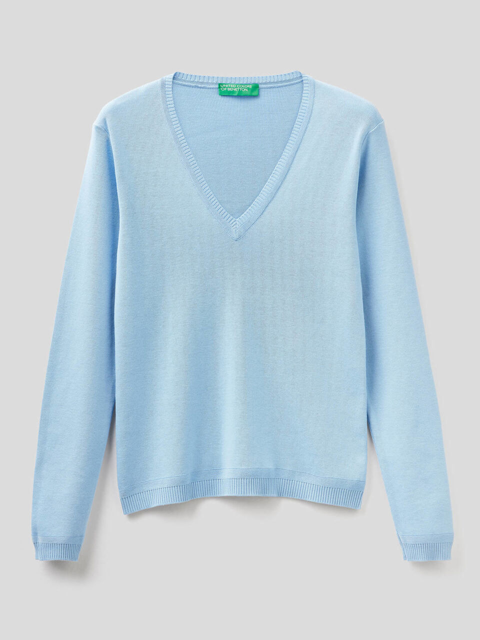 Pure cotton sweater with V-neck image number 1