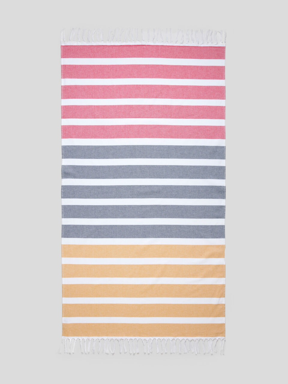 Striped beach towel with fringe image number 1