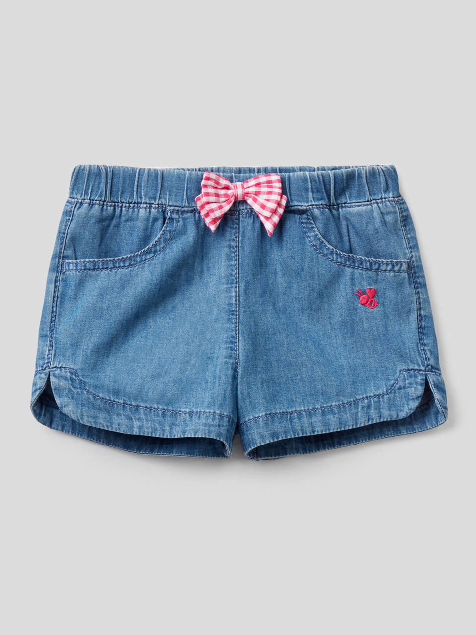 Shorts in light denim with bow image number 1