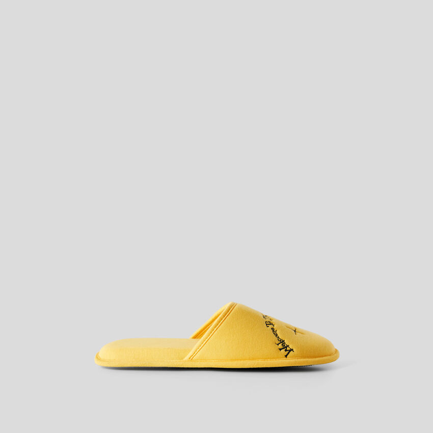 Yellow slippers with embroidery by Ghali