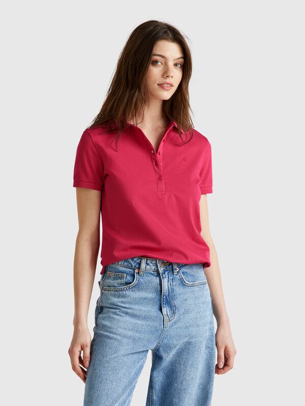 Slim fit polo in stretch cotton Women