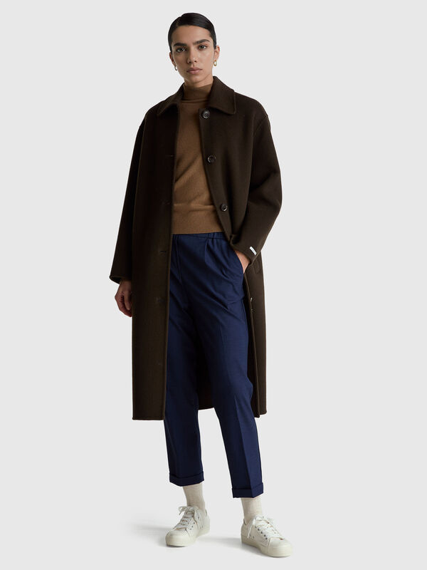 Trousers with cuff in stretch viscose blend Women