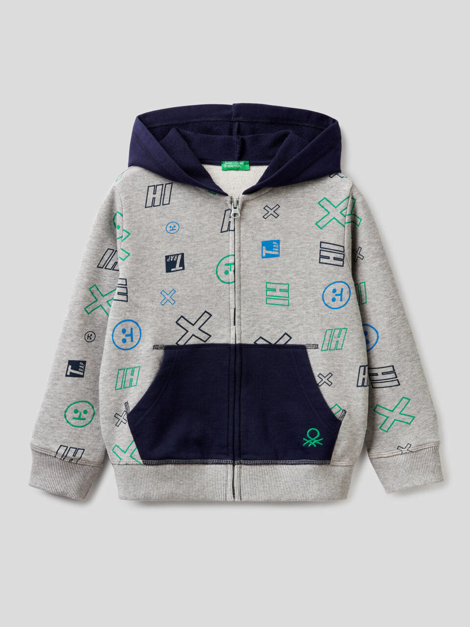 Patterned hoodie with zip image number 1