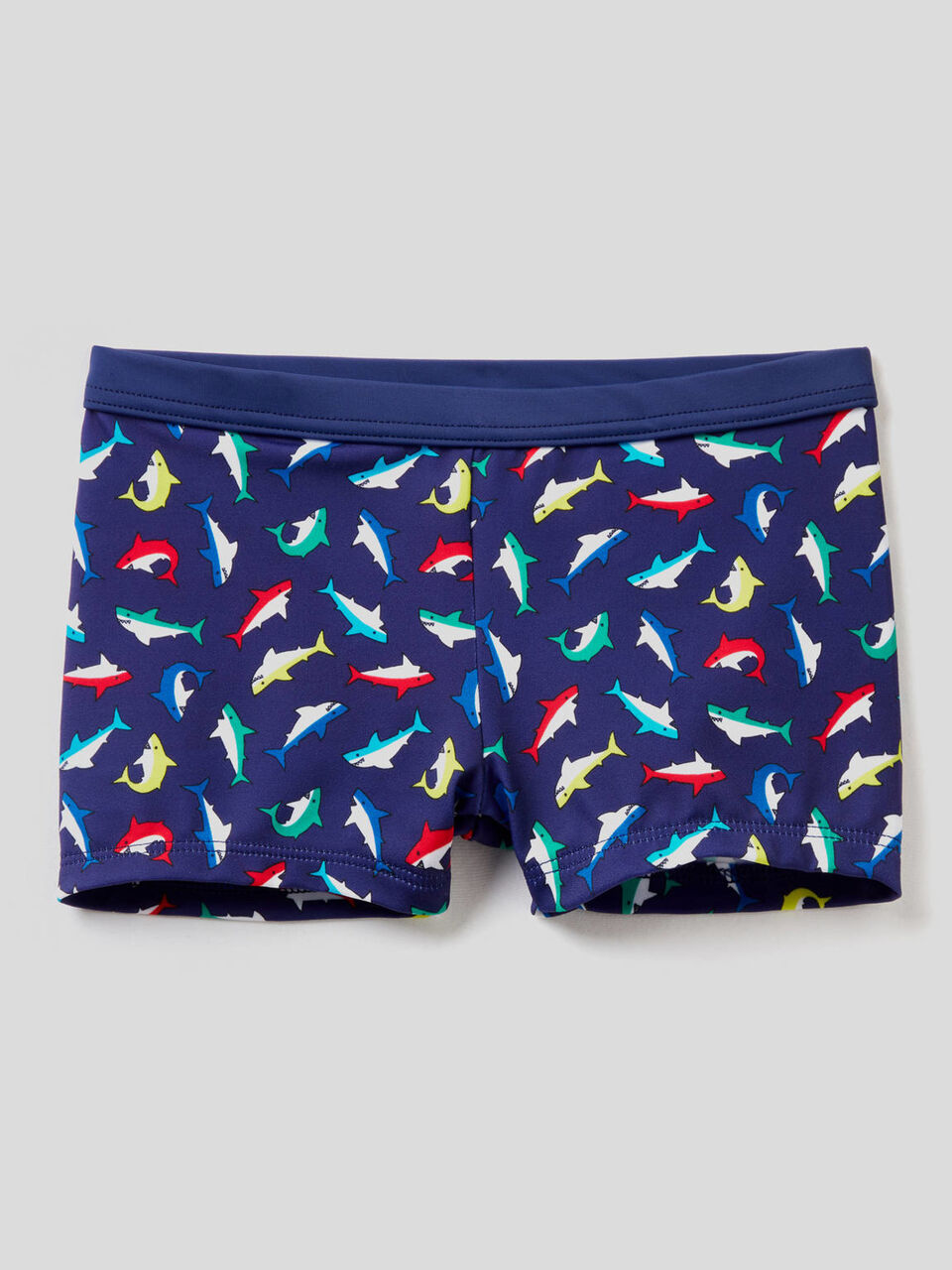 Shark patterned swim trunks image number 1