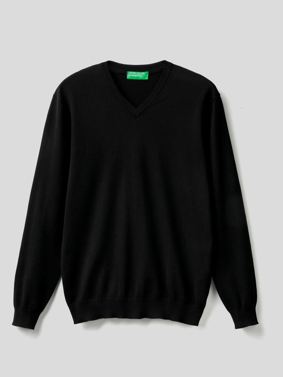 Pure cotton sweater with V-neck image number 1