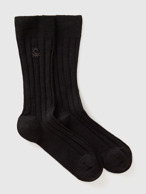 High socks in cashmere blend